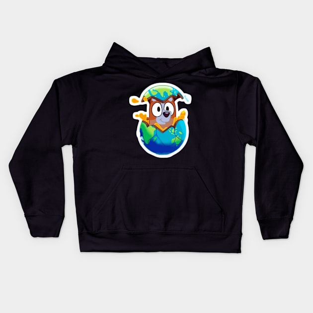 earth bluey Kids Hoodie by GapiKenterKali